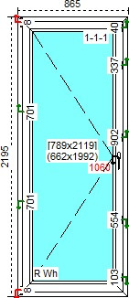 Okno PCV profil trzykomorowy po demontażu 865x2195 kolor biały
