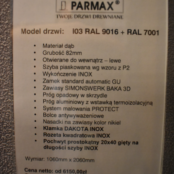 DRZWI DREWNIANE PARMAX 106X206 DĘBOWE Z WYSTAWKI