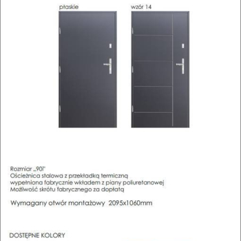 Drzwi wejściowe stalowe zewnętrzne KMT  wzór 14 kolor antracyt, rozmiar 90 kierunek lewe, w cenie 2090 zł